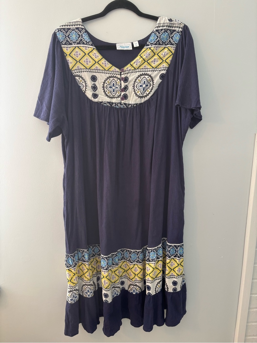 Relaxed Navy maxi cotton dress